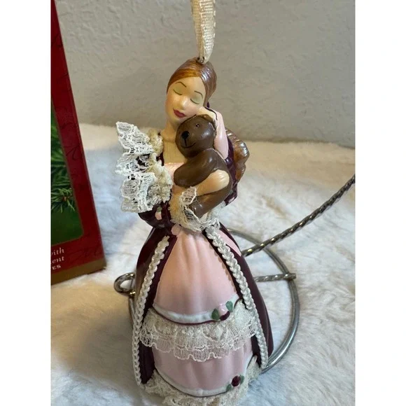 Hallmark Keepsake 2001 Victorian Barbie with Cedric Bear Porcelain Ornament Box - Picture 2 of 7